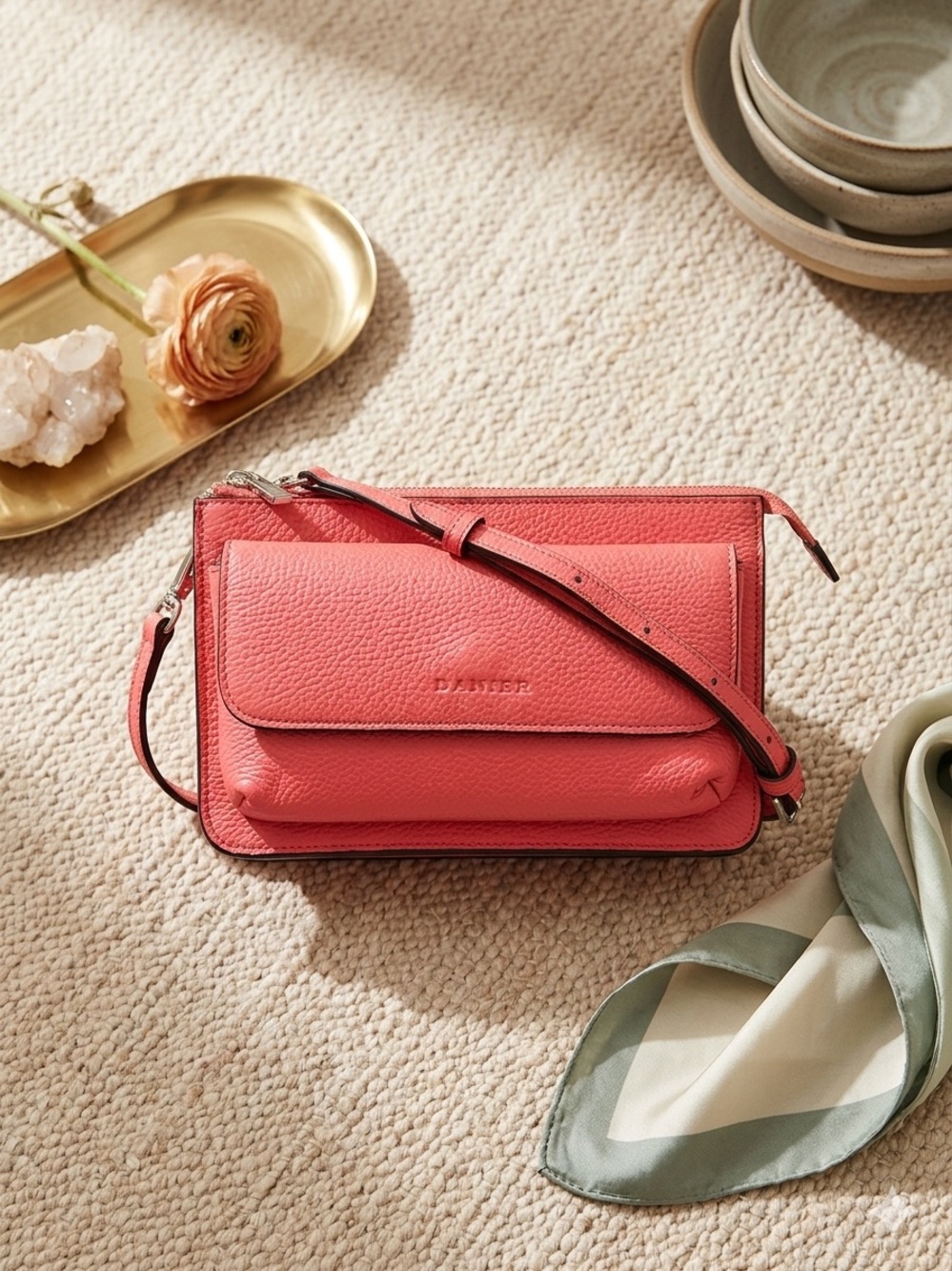NWT Danier Leather Convertible Wallet Crossbody Emmelie Bag - Coral